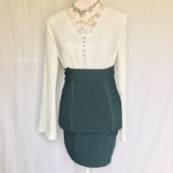 * BCBG MaxAzria // Green Leger Bandage Pencil Skirt - Picture 2 of 7